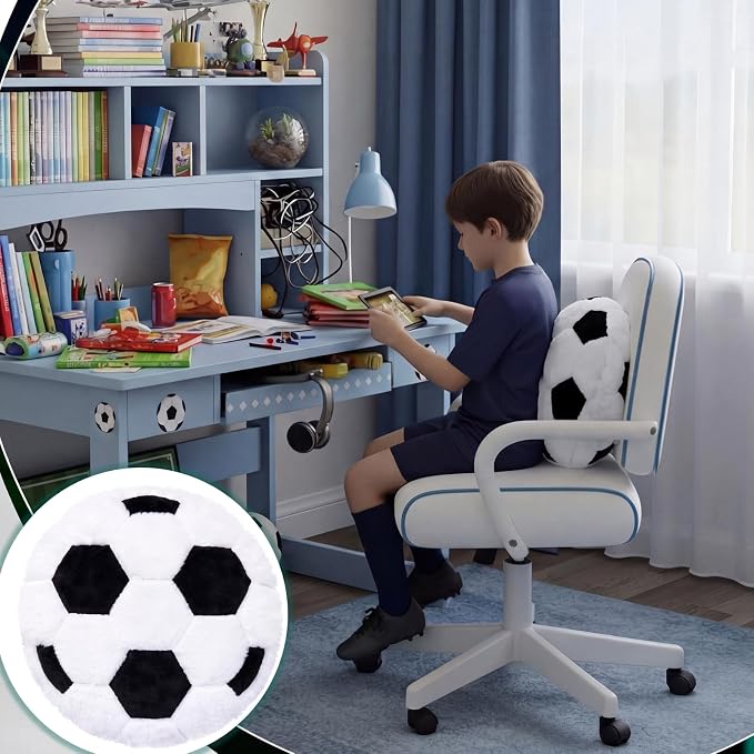 Juexica 18 Inch Soccer Ball Pillow Soft Football Cushion for Boys Bedroom Sports Themed Room Decor Soccer Fan Gift for Kids Teens Playroom Couch Sofa Bed