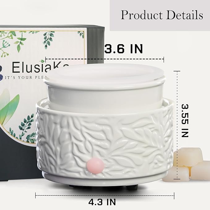 Electric Wax Melt Warmer with Timer & Silicone Liner, 3-in-1 Ceramic Scented Wax Burner for Home Aromatherapy, Fast Melting Fragrance Warmer for Essential Oils & Wax Cups, Flame for Women