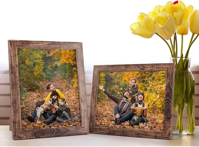 PETAFLOP 8x10 Picture Frame Set of 7, Rustic Frames Display 8 by 10 Inch Photo for Wall or Tabletop