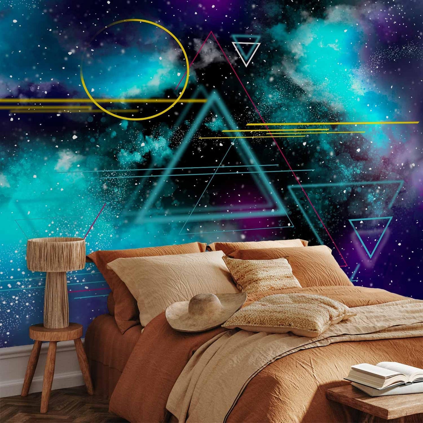 artgeist Wall Mural Galaxy 77x55 in - Peel and Stick Self-Adhesive Wallpaper Removable Large Sticker Foil Wall Decor Print Design Mural Cosmos Galaxy Cosmonaut Astronaut a-A-10328-a-a