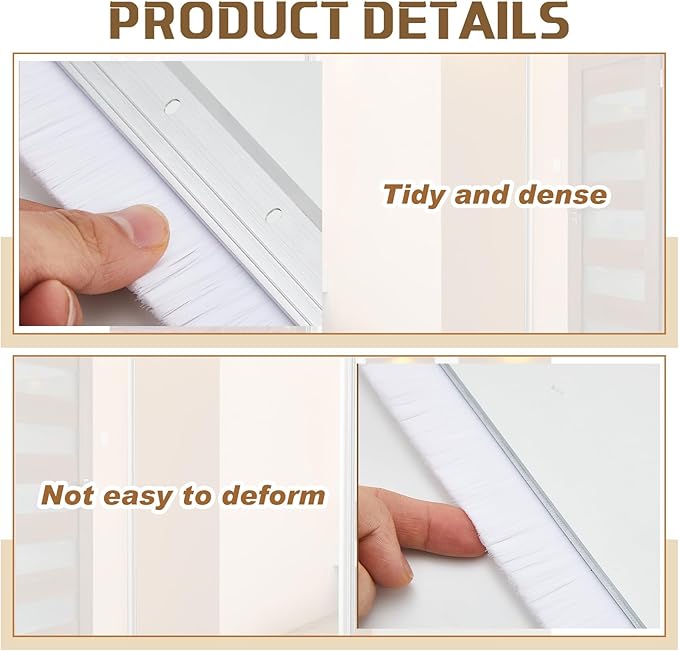 Hushee 8 Pcs 36 Inches Brush Door Sweep for Exterior, Aluminum Commercial Door Sweep Bottom All-Season Alloy Brush for Exterior and Interior Sealing Gaps Keeps Cold Air, Dust Out (White)