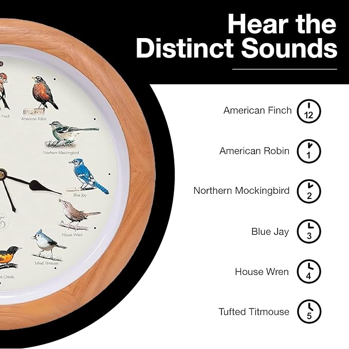 Mark Feldstein, The Original Singing Bird Clock, 25th Anniversary Edition, 13 Inch, Premium Oak