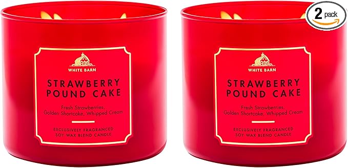 Bath & Body Works Strawberry Pound Cake 3-Wick Candle 2-Pack
