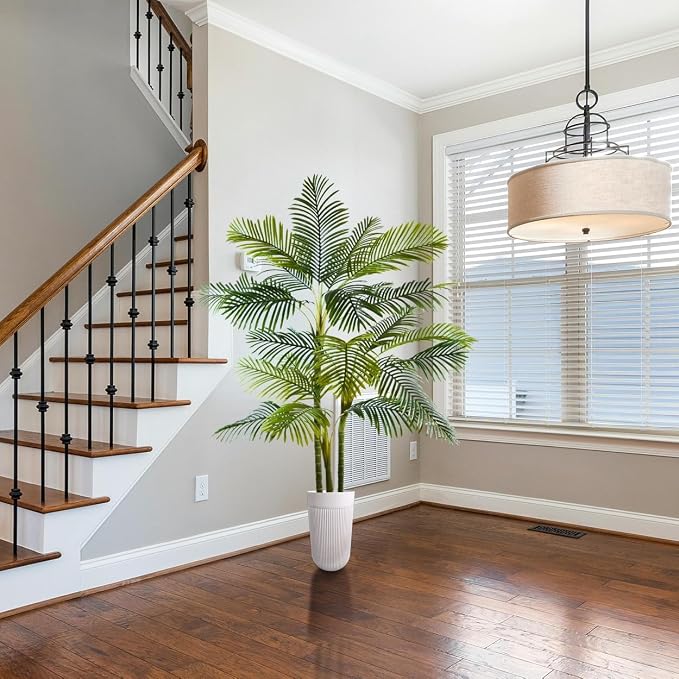 Warmplants Artificial Palm Tree, 7ft Fake Areca Palm Plant with Basket, Large Faux Phoenix Palm UV Resistant Plants for Indoor Outdoor Home Garden Patio Office Décor