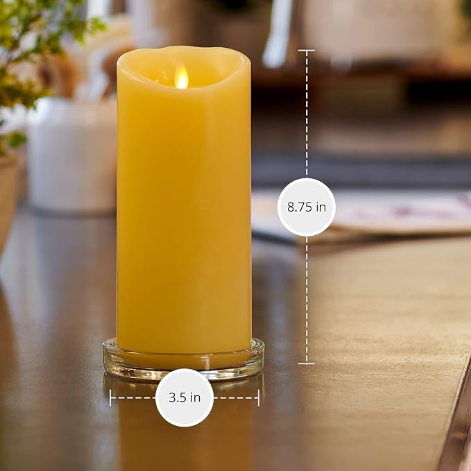 Luminara Moving Flame LED Pillar Flameless Candle, 9-inch, Vanilla Honey Scented, Ivory