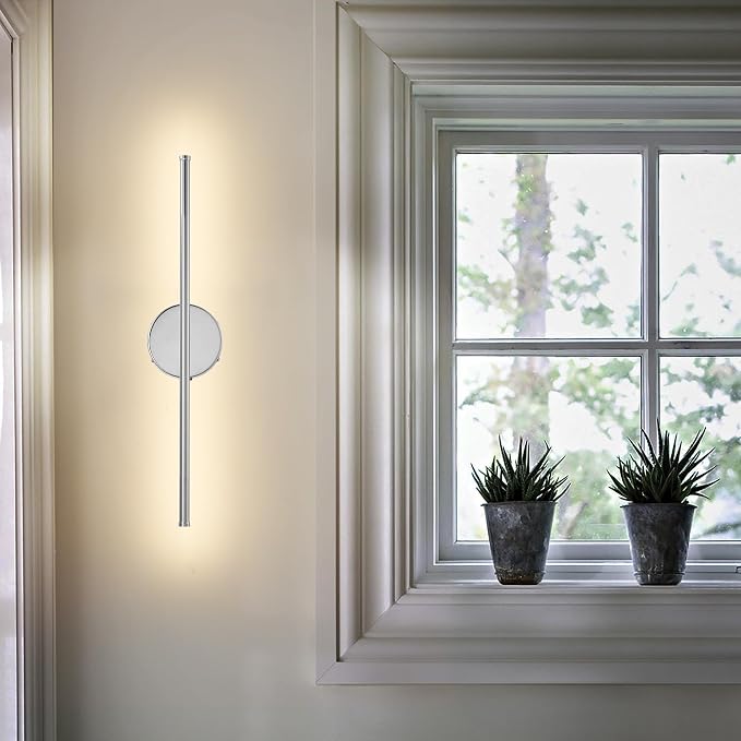 KARTOOSH Battery Operated Wall Sconces with Remote Control, Dimmable Wall Sconces Set of Two, 350°Rotate, 3000K LED Chrome Wireless Wall Light for Living Room, Bedroom,Hallway, 20.4 Inch (2 Pack)