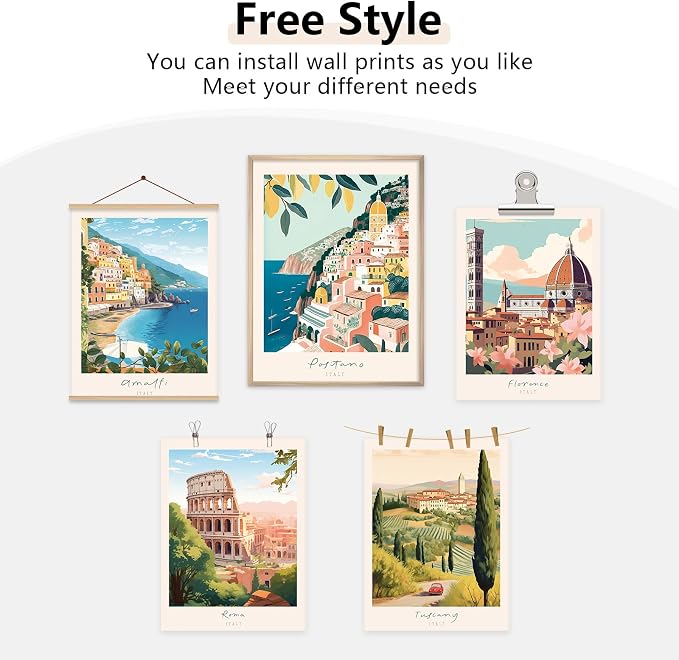 Tocliky Italian Italy Wall Art Decor Amalfi Coast Travel Poster Italy City Canvas Wall Art Vintage Landscape Beach Painting Artwork Modern for Bedroom Living Room 12x16 Prints Unframed Set of 6