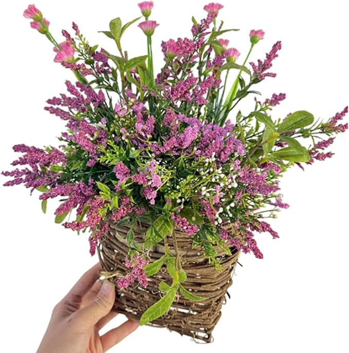 2026 Cream Hydrangea Door Hanger Basket Wreath, Spring Summer Wreaths for Front Door Wildflowers Front Door Basket Wreath Artificial Flower Hanging Basket for Home Farmhouse Seasonal Decor (C)
