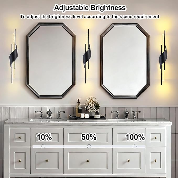 camuucci Battery Operated Wall Sconces Set of Two,Modern Wireless Wall Lights,LED Rechargeable 20000mAh Not Hardwired Remote Control Dimmable Wall Lamp Fixtures for Bedroom Black 25 Inches