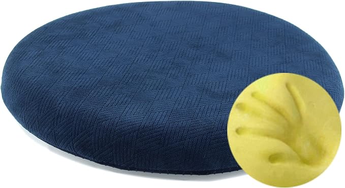 Sigmat Memory Foam Seat Cushion Anti-Slip Soft Round Chair Pad 18 Inch Navy Blue