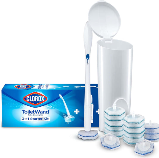 Clorox Original Toilet Cleaning System - ToiletWand, Storage Caddy and 16 Heads, Dorm Room Essentials, (Package May Vary)