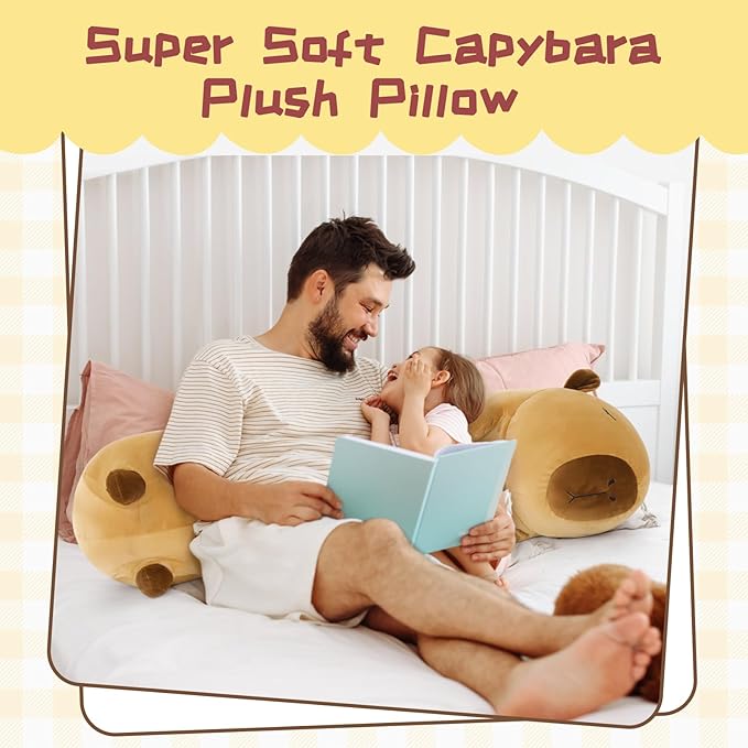 Tezituor Long Capybara Plush Body Pillow, 39.5” Cute Capybara Stuffed Animal Soft Sleeping Throw Pillow Plush Capyabra Toy Birthday Christmas for Kids Girlfriends