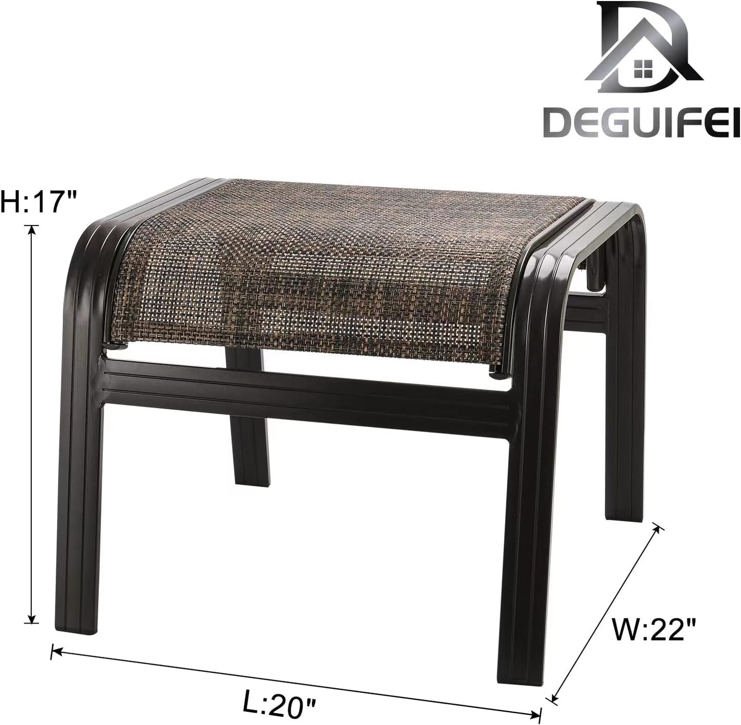 Patio Footstools Outdoor Foot Rest Aluminum Ottomans Samll Seat Wicker Furniture Patio Ottoman 2 Pieces Brown