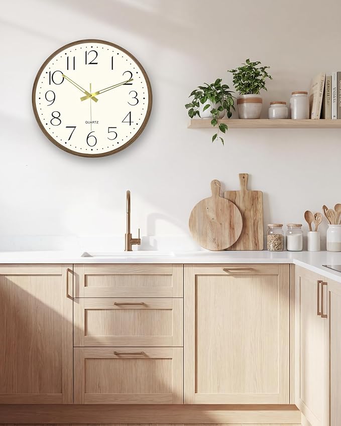 Vintage Wall Clock 16 Inch Quartz Silent Non-Ticking Analog Clock Battery Operated Rustic Round Decorative Clock for Living Room Kitchen Home Office Classroom