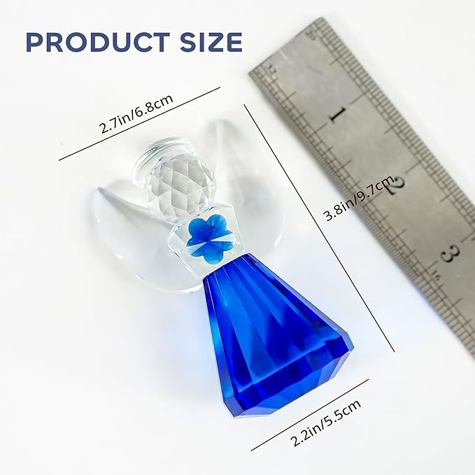 HDCRYSTALGIFTS 3.5'' Blue Crystal Guardian Angel Figurine,Glass Christmas Angel Ornaments Statue Gifts for Women, Art Collectible Figurines for Home Decor