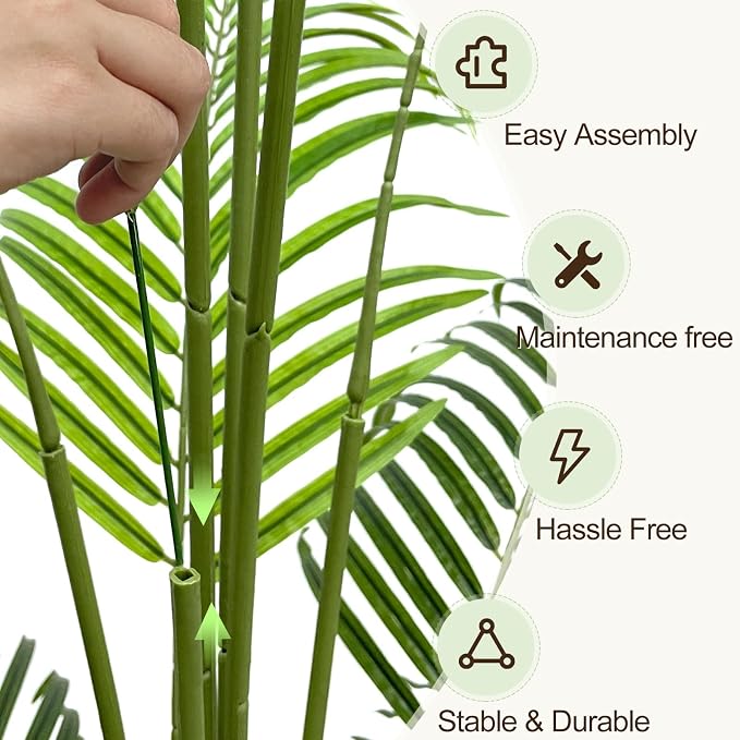 4ft Artificial Palm Tree Indoor Plant Tall Fake Tropical Paradise Palm Tree in Pot with Real Bark Design Faux Areca Palm Tree for Home Office Living Room Bedroom Farmhouse Modern Decor 1pcs