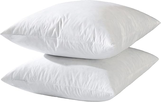 basic home® Hotel-Style Goose Feather Down Euro Pillow Insert for Sofa & Bed - 100% Odorless & Plump Cushion Filler - 233TC Cotton with Inner Liner to Prevent Poking (24x24 Inch)