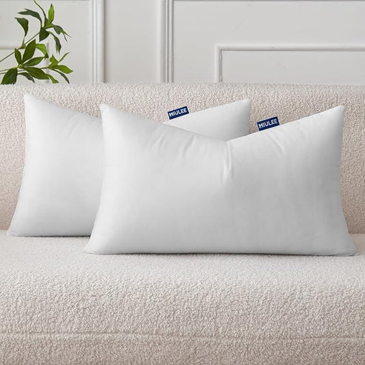 MIULEE Set of 2 Throw Pillow Inserts 12x20 Inches, Nowoven Decorative Pillow Inserts for Living Room
