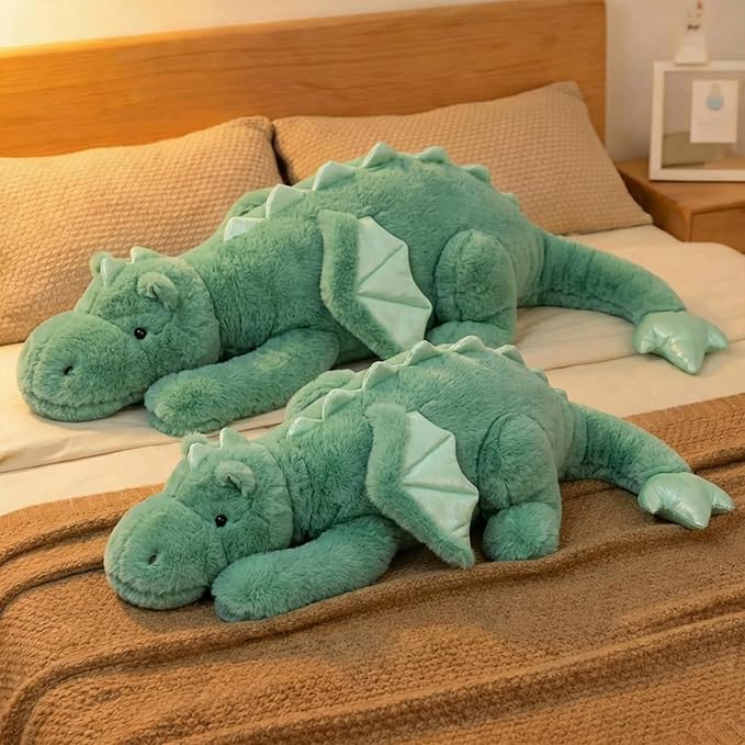 ARELUX Giant 50in 3Lb Big Green Dragon Large Stuffed Animals Cute Plush Toy Fuzzy Jumbo Dinosaur Pillow Plushies with Wings Cuddly Soft Pterosaur Plushie for Friends Family Member