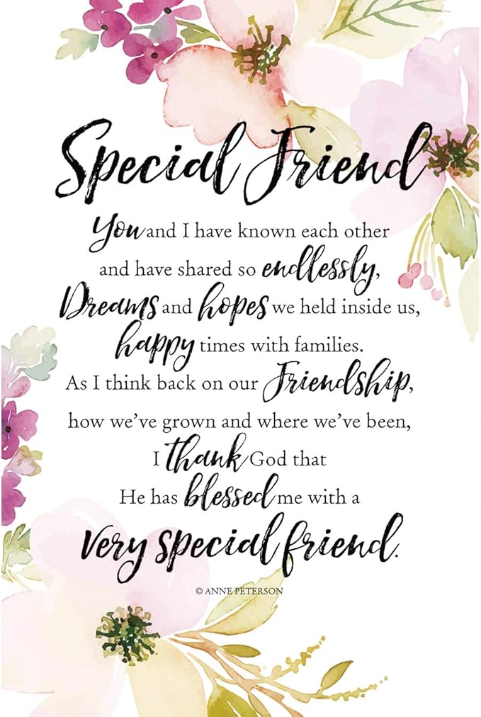 DEXSA Special Friend Wood Plaque with Inspiring Quotes 6"x9" - Elegant Vertical Frame Wall & Tabletop Decoration | Easel & Hanging Hook | Christian Family Religious Home Decor Saying | Made in the USA