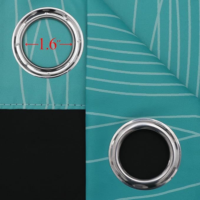 Estelar Textiler Teal and Greyish White Ombre Blackout Curtains 90 Inch Length 2 Panels Set, Thermal Insulated Drapes for Bedroom,Full Room Darkening Grommet Gradient Curtains for Living Room,52Wx90L