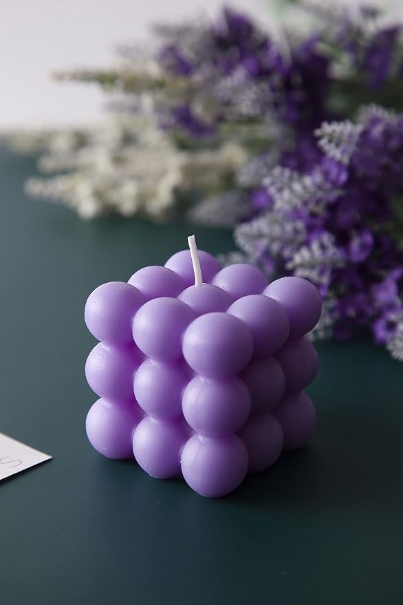 Bubble Candle - Cube Soy Wax Candles, Home Decor Candle, Scented Candle Set 1 Pieces, Home Use and Gifting (Purple) Christmas Gifts