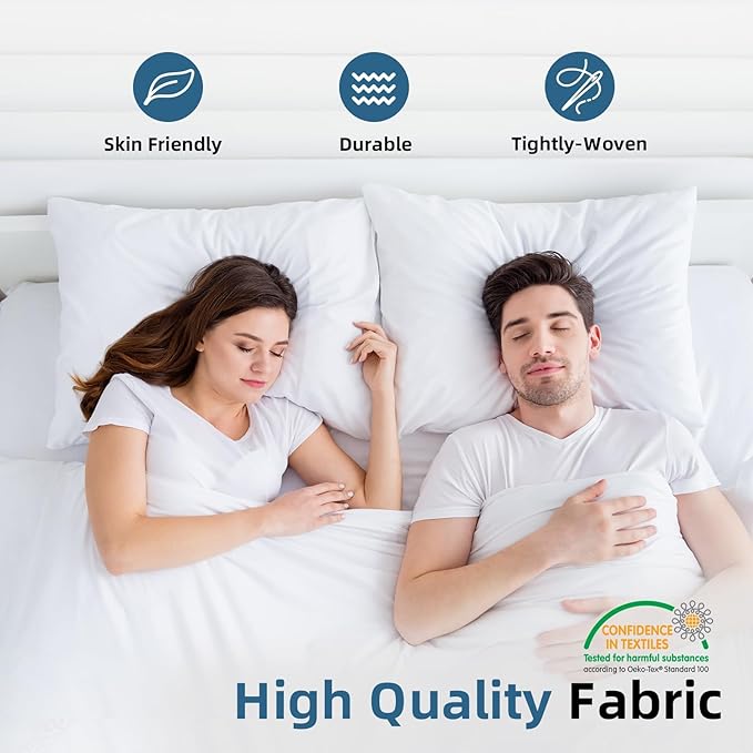 YSTHER 26x26 Euro Pillow Inserts Set of 2, Premium Down Feather Pillows with Cotton Cover, Hypoallergenic Machine Washable Fluffy Decorative Throw Pillows for Couch Bed White