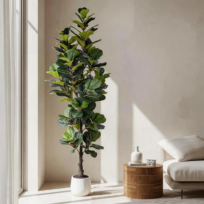 6FT Ultra-Full & Lush Artificial Fiddle Leaf Fig Tree for Home Decor – 171 Lifelike Leaves, Large Faux Plants Indoor, Artificial Plants Indoor for Office Living Room Interior Decor – Housewarming Gift