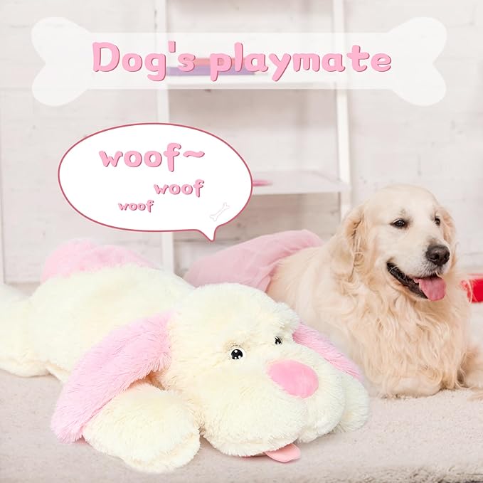 MorisMos Giant Dog Stuffed Animals, 51inch Large Stuffed Dog Plush Soft Big Pillow Gifts for Kids,Girls, Boys, Pink