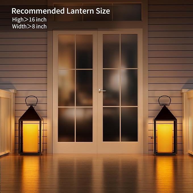 Outdoor Flameless Candles Waterproof: 6" x 12" Extra Large LED Battery Operated Flickering Pillar Candles with Timer Remote Control Fake Plastic Tall Electric Candles for Porch Lanterns, Set of 2