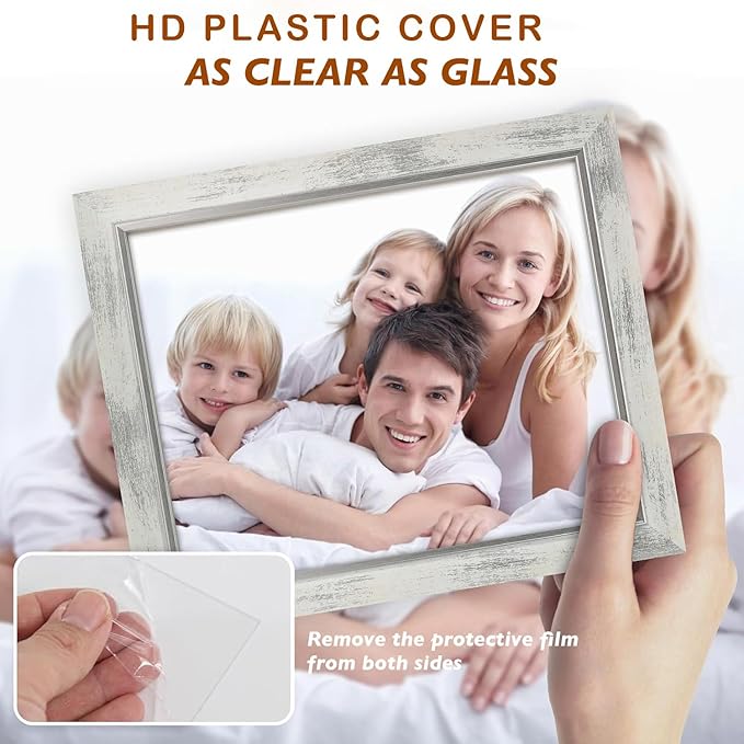 XUANLUO 1 pcs 11x14 Picture Frame with White Color,Rustic Retro Photo Frame with HD Plastic Cover for Wall Mount,Display Family Friends Wedding Gift