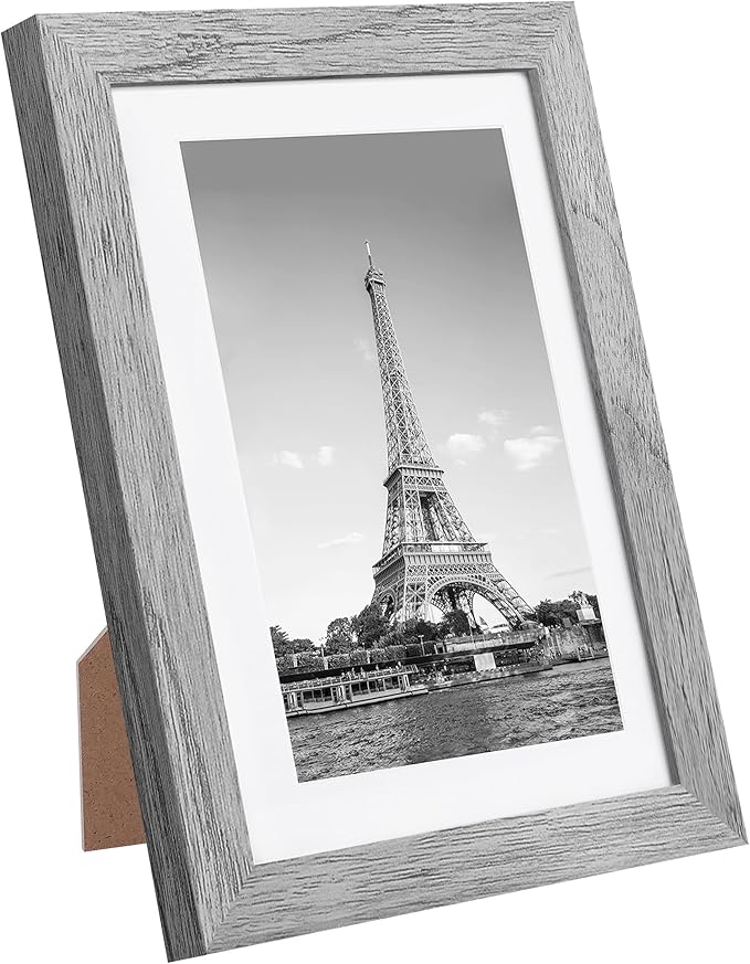 upsimples 5x7 Picture Frame Set of 10, Display Pictures 4x6 with Mat or 5x7 Without, Multi Photo Frames Collage for Wall or Tabletop Display, Gray