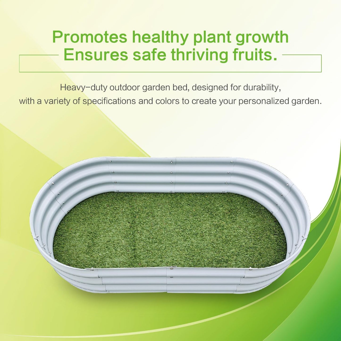 Gardmax Galvanized Raised Garden Bed, Lightweight Planter Boxes Outdoor with Easy Assembly, Large Garden Bed for Vegetables, Fruits, Flower Silver