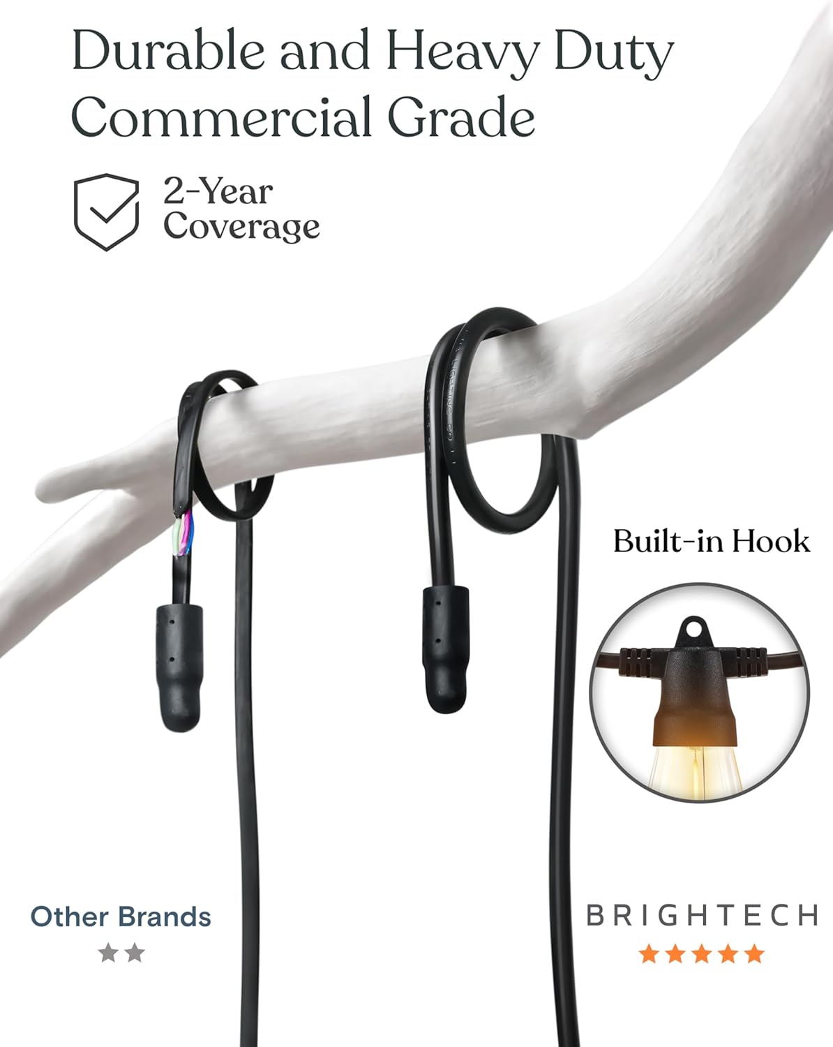 Brightech 104 (52x2) FT Ambience Pro Solar Powered Outdoor LED String Lights - Waterproof Remote Control Lights - 48 Bulbs, 7W Solar Powered Color Changing White Light for Camping, Patio, Garden