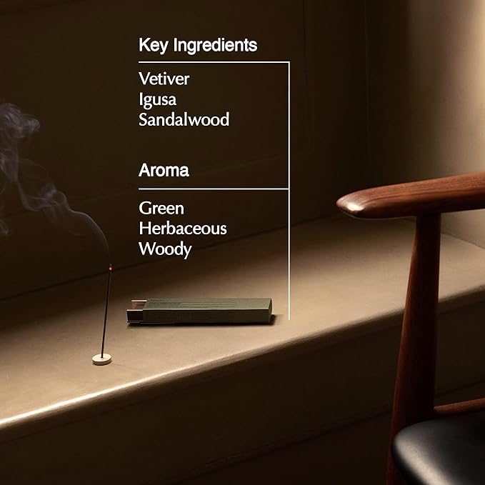 Aesop Kagerou Aromatique Incense Sticks | Earthy & Smoky Aroma of Vetiver and Sandalwood | 33 Sticks, 30-Min Burn Time | Includes Kanuma Pumice Holder | Vegan, No Synthetic Fragrance