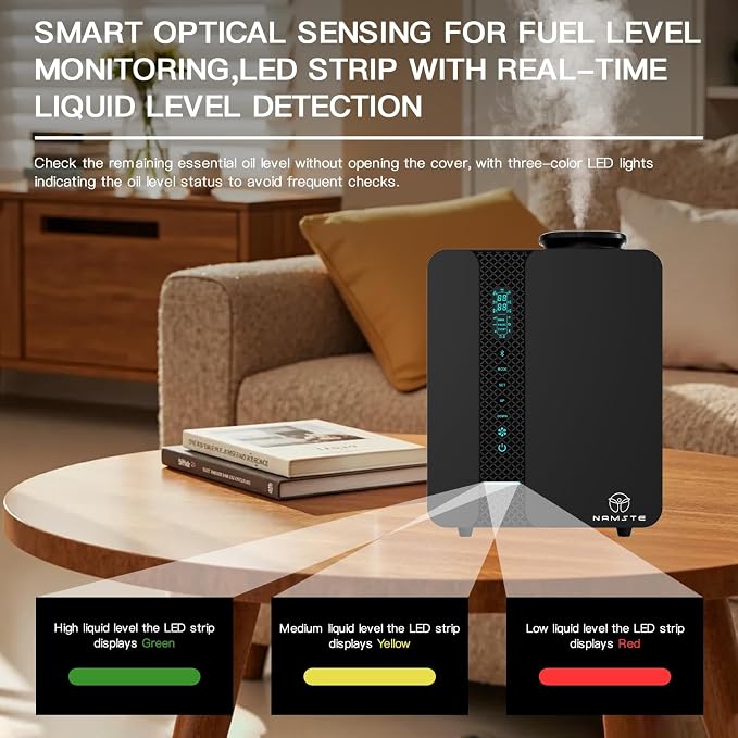 Waterless Diffuser Smart APP Control 2000 Sq.Ft Oil Level Monitoring | Diffusers for Home Smart LCD Touch, 200ML Essential Oil Diffuser for Large Room, Hotel, Office, Luxurious Metal
