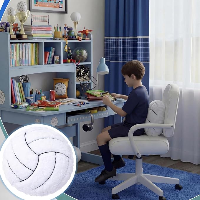 Juexica 18-inch Sports Throw Pillows Fluffy Stuffed Soccer Basketball Baseball Pillow Plush Toy Sport Cushion for Room Decor Birthday Present