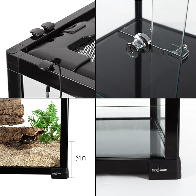 REPTIZOO 84 Gallon Large Reptile Terrarium Extra-Long 60" x 18" x 18" Spliceable Glass Reptile Tank, Double Top Cover Enclosure Habitats