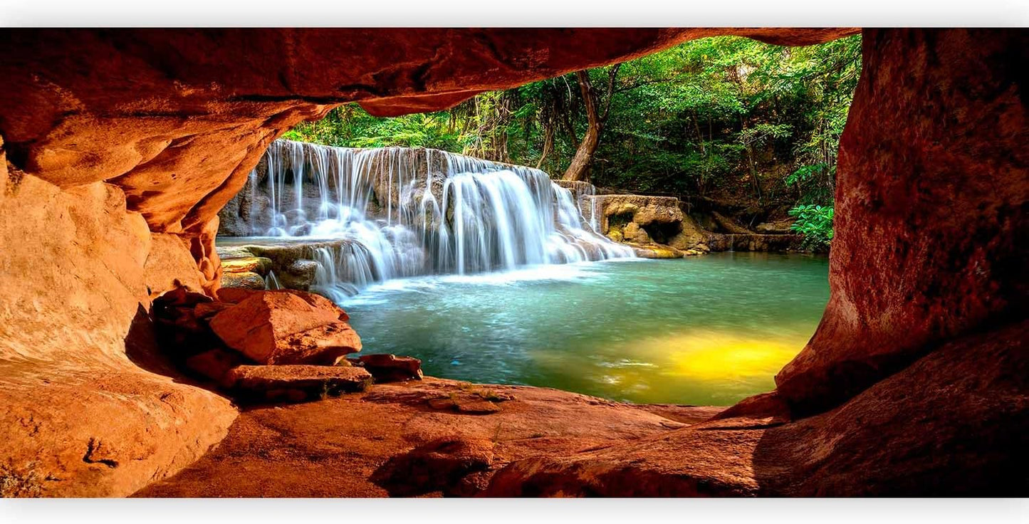artgeist Wall Mural Waterfall 216x98 in - XXL Non-Woven Corner Wallpaper Fleece Angle Wall Decor Photo Print Picture Image Design Modern Nature Landscape Stones c-C-10026-a-a