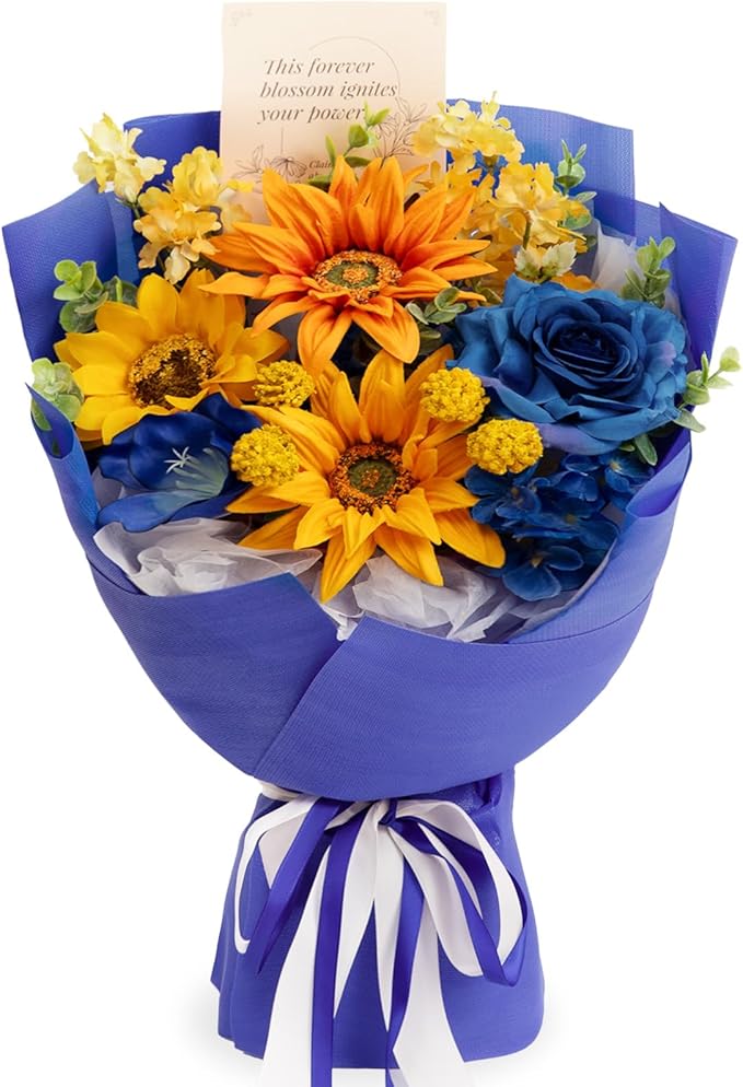 TINGE TIME Preserved Flowers Bouquet, Sunflower and Rose Bouquet, Flowers for Delivery, Graduation Gifts Teacher Appreciation Gifts Birthday Flowers Gifts for Women Mom Grandma Wife Friends