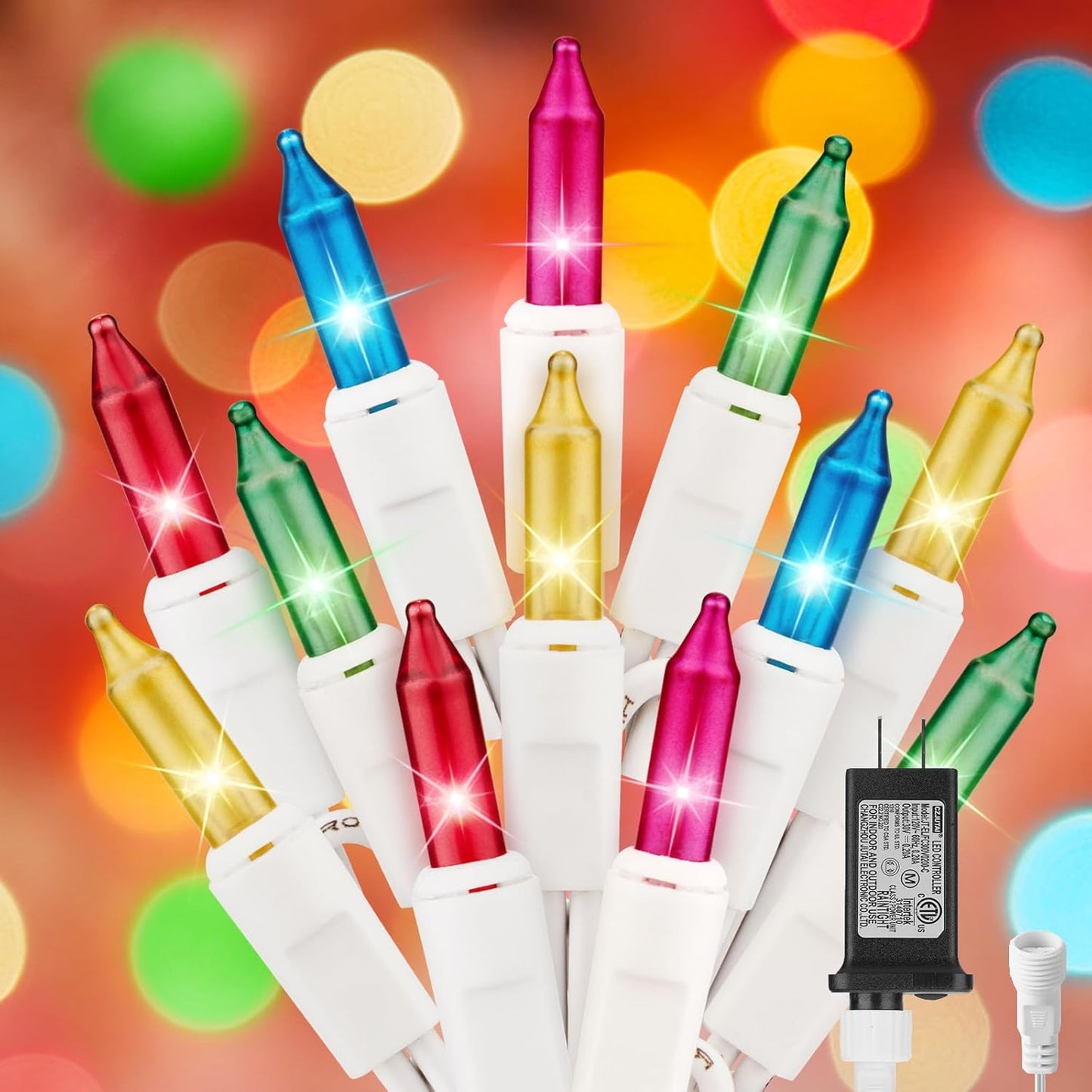 Pink + Multicolor Mini String Lights, 39 Feet 100 LED Pastel Mini Lights with 8 Lighting Modes, Connectable Twinkly Light for Indoor Outdoor Party Yard Garden Patio Home Wreath Holiday Easter Decor