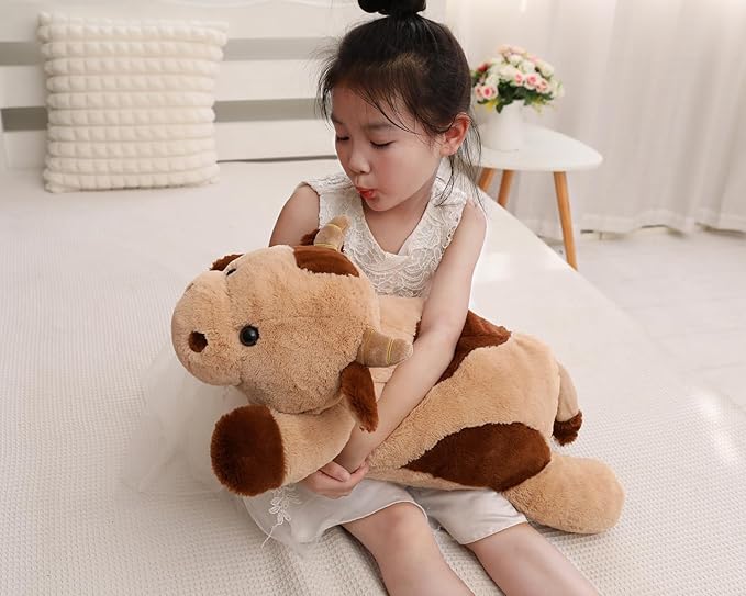 YESGIRL 25.6 inch 5 lbs Cow Weighted Stuffed Animals, Large Weighted Plush Animal, Cute Plush Toy Pillow, Soft Kawaii Plushie Gifts for Adults, Kids, Boys and Girls