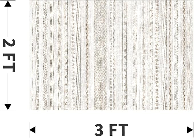 Small Area Rug-2x3 Entryway Rug Non Slip Washable Low Pile Indoor Door Mat Neutral Distressed Boho Moroccan Entrance Rugs Carpet for Bedroom Kitchen Powder Room Front Porch Bathroom, Brown