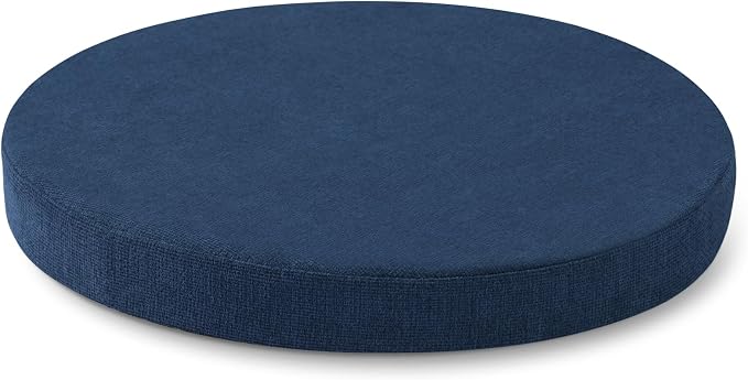 Tromlycs 14 Inch Round Bar Stool Cushion Non-Slip Foam Seat Pad Removable Cover for Circle Chairs (14x14 Inches, Navy Blue)