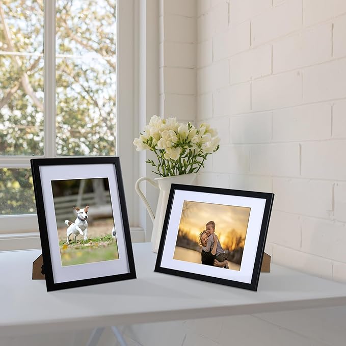 CORE ART 11x14 Picture Frame, Black Picture Frames 8x10 with Mat or 11 x 14 without Mat for Wall or Tabletop Display, Photo Frame Set of 4