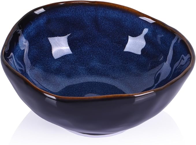 8" Blue Ceramic Decorative Bowl, Ceramic Fruit Bowl, Key Bowl for Entryway Table, Candy Dishes, Fruit Bowl for Kitchen Counter, Blue Small Jewelry Trinket Dish for Bedroom, Bedside Table, Living Room