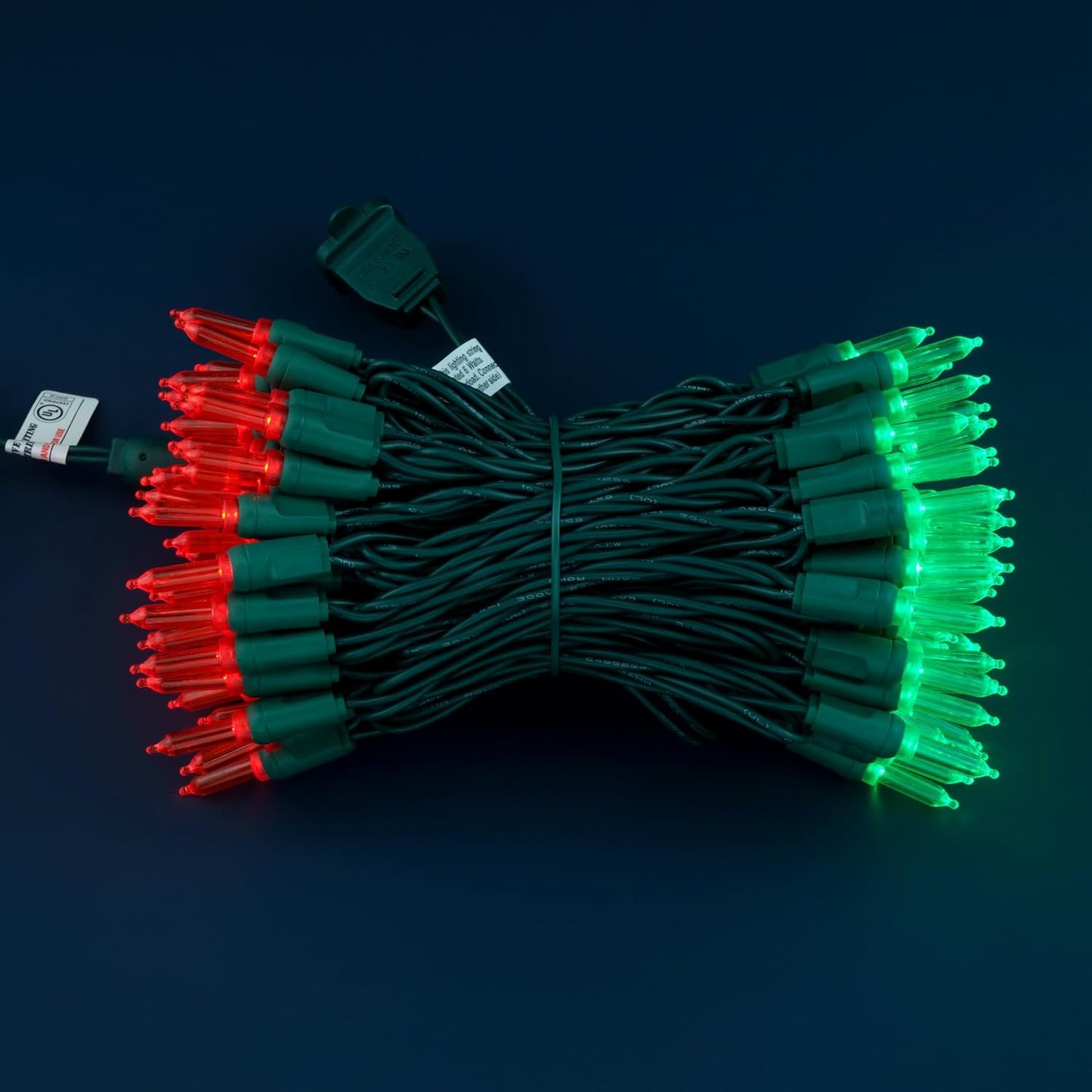 100 Red & Green One-Piece LED Christmas Lights, 33 ft Green Cord High Waterproof UL Certified T5 Outdoor String Lights (Red & Green)