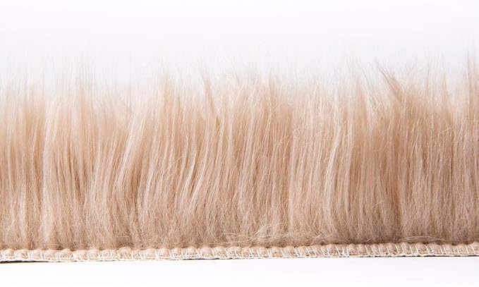 Ashler Faux Fur Rug - Fluffy Shaggy Area Rug, Ultra Soft 3 x 3 Feet Round, Beige Fuzzy Machine Washable Shag, Nursery Decor Throw for Bedroom, Kids Room, Living Room