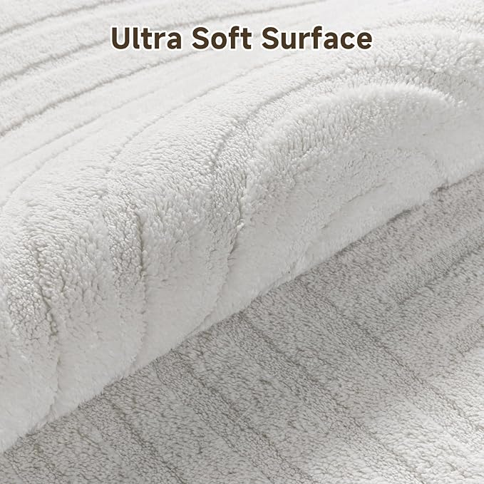 Pauwer 8x10 Washable Area Rugs for Living Room Modern White Solid Color Soft Fluffy Rugs for Bedroom Non Slip Boho Accent Indoor Mat Floor Carpet Cover for Kids Room Dining Room Kitchen Office