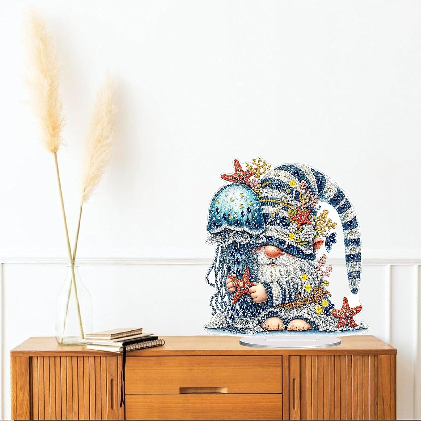 Diamond Painting Kits for Adults Beginners, 5D Full Drill Dwarf Ocean Crystal Art Desktop Ornament, DIY Single Sided Home Office Desk Decor, Creative Craft Gift Set with Tools